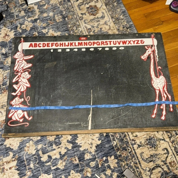 Vintage Children’s Chalkboard Blackboard Sign Numbers/Alphabet/Monkeys/Giraffe - Picture 3 of 16